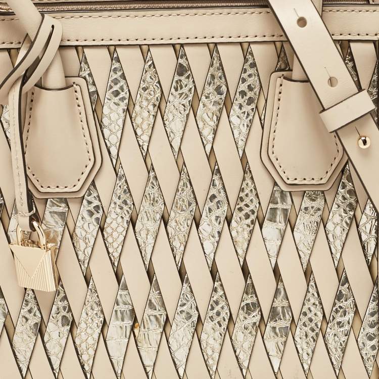 Pre Owned Michael Kors Beige Leather Mercer Studio Tote