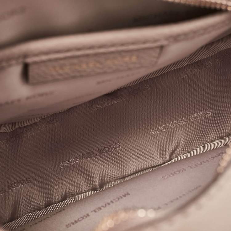 Pre Owned Michael Kors Beige Leather Round Crossbody Bag