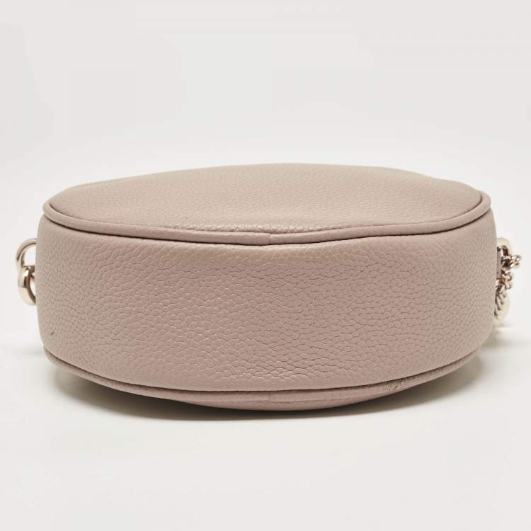 Pre Owned Michael Kors Beige Leather Round Crossbody Bag