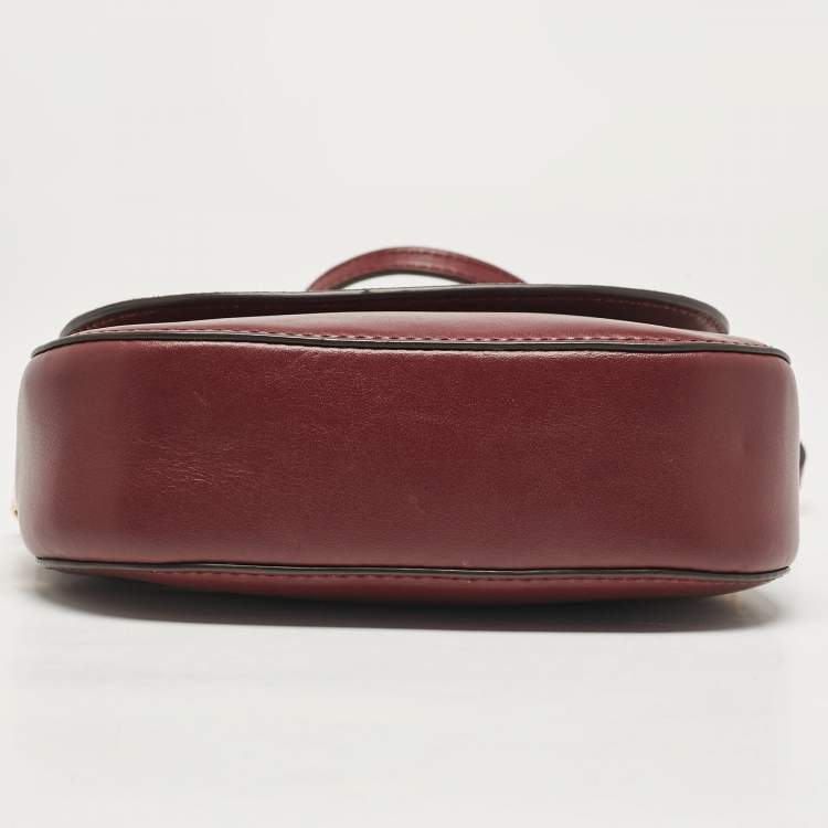 Pre Owned Michael Kors Burgundy Leather and Suede Half Dome Crossbody Bag