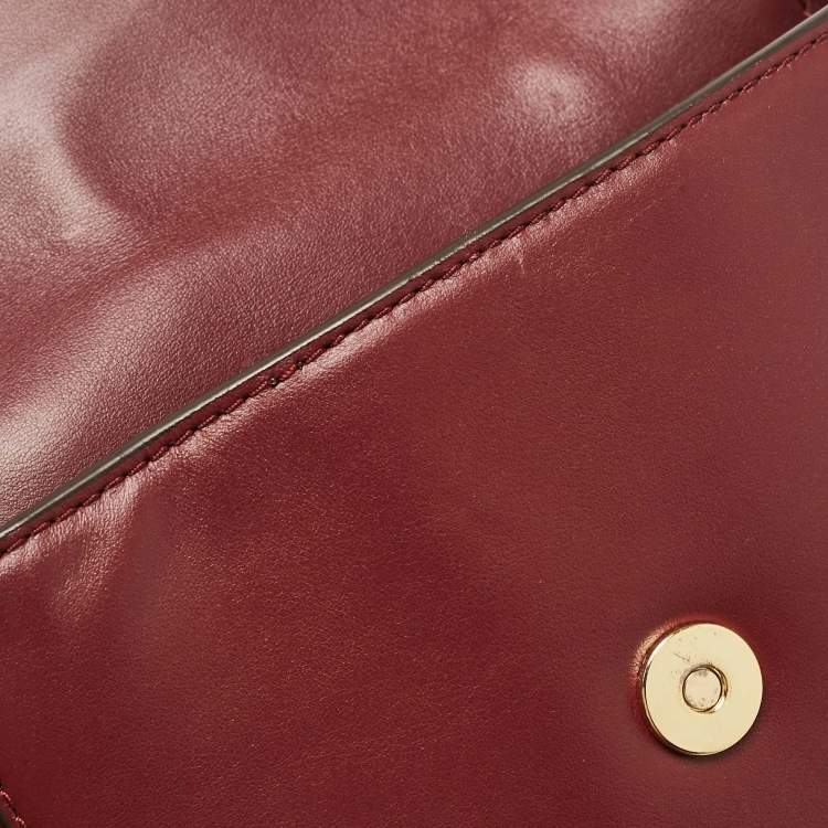 Pre Owned Michael Kors Burgundy Leather and Suede Half Dome Crossbody Bag