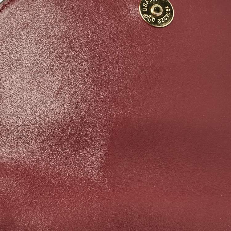 Pre Owned Michael Kors Burgundy Leather and Suede Half Dome Crossbody Bag
