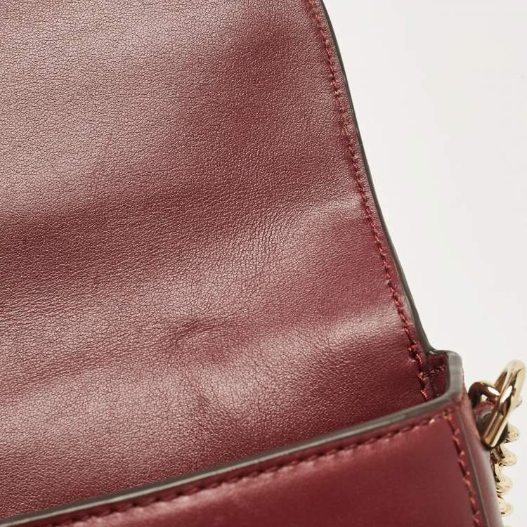 Pre Owned Michael Kors Burgundy Leather and Suede Half Dome Crossbody Bag