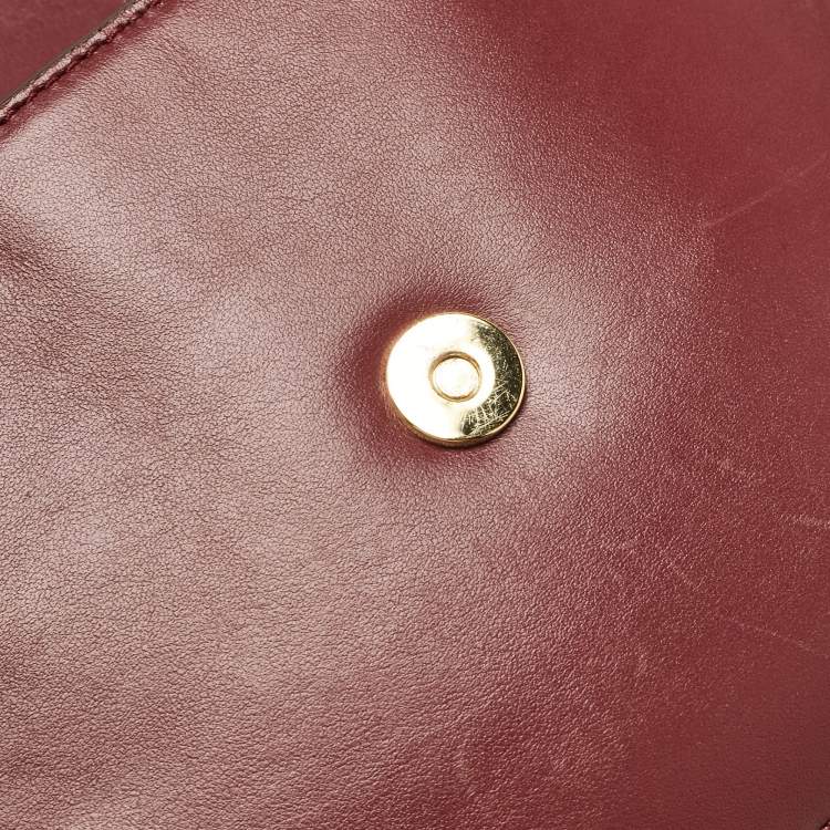Pre Owned Michael Kors Burgundy Leather and Suede Half Dome Crossbody Bag