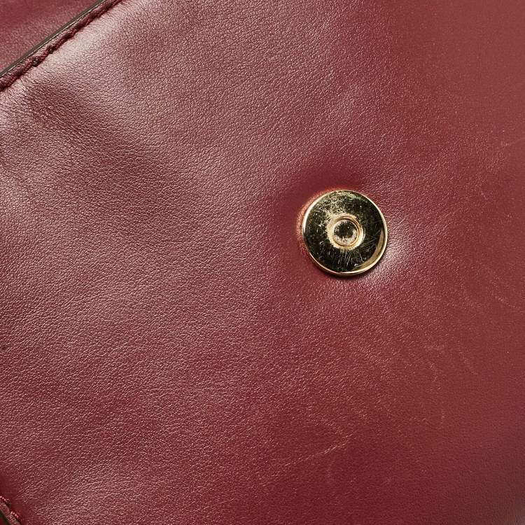 Pre Owned Michael Kors Burgundy Leather and Suede Half Dome Crossbody Bag