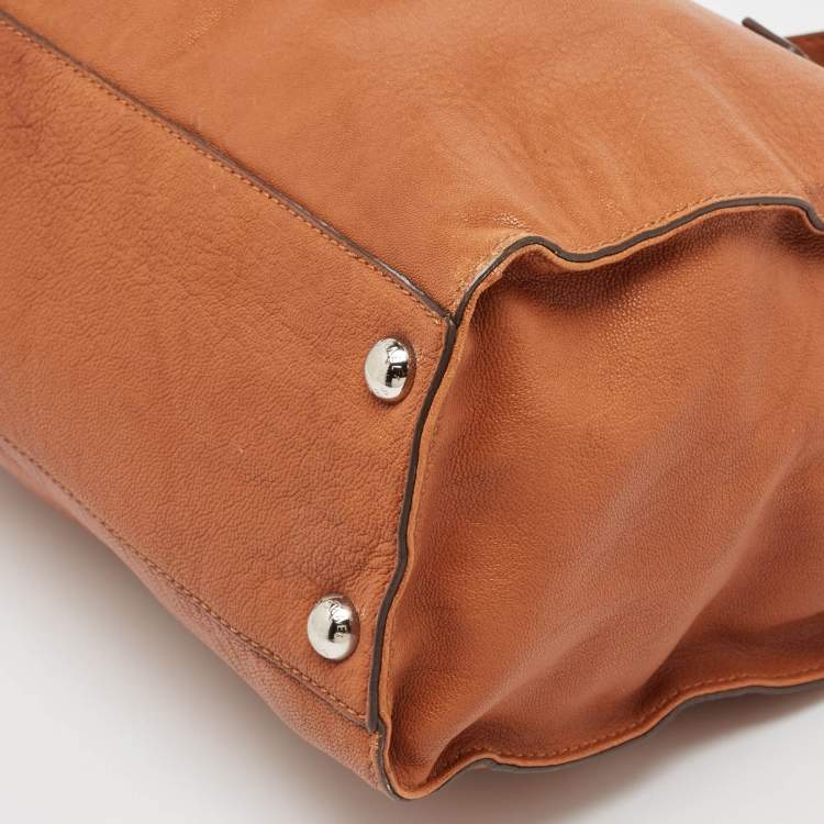 Pre Owned Michael Kors Brown Leather Large Hamilton North South Tote
