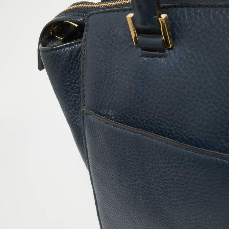 Pre Owned Michael Kors Navy Blue Leather Large Hudson Satchel