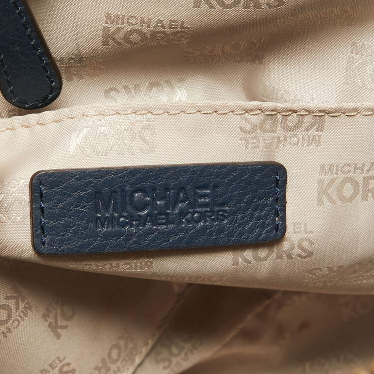 Pre Owned Michael Kors Navy Blue Leather Large Hudson Satchel