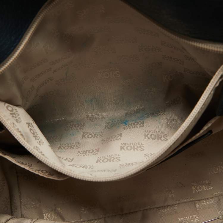 Pre Owned Michael Kors Navy Blue Leather Large Hudson Satchel