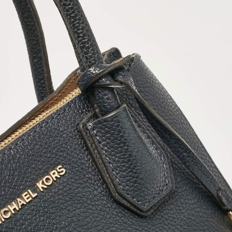 Pre Owned Michael Kors Navy Blue Leather Small Mercer Tote