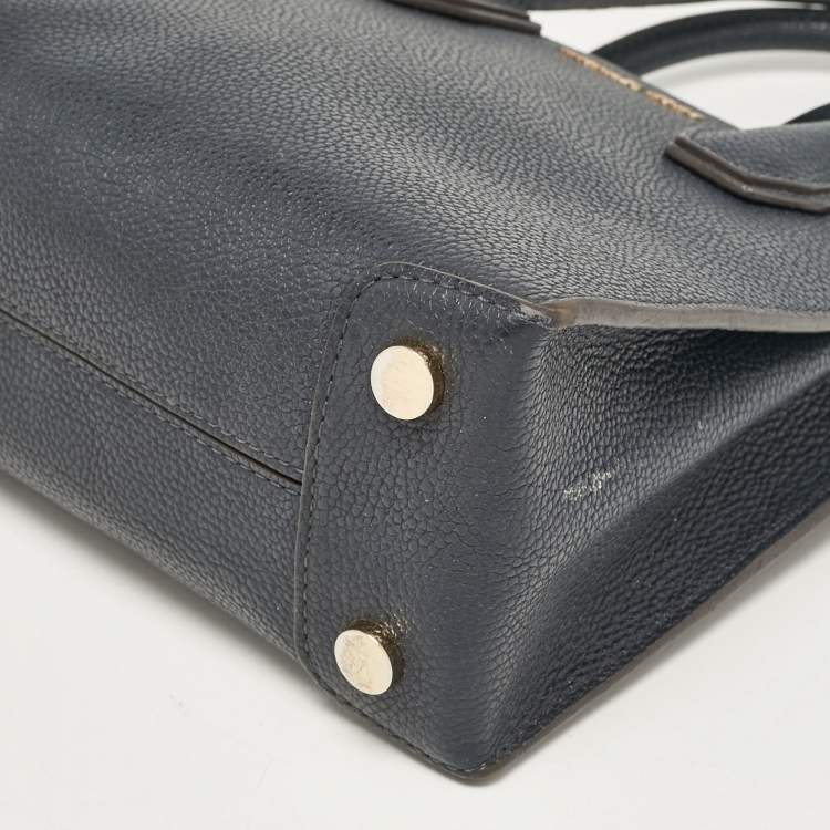 Pre Owned Michael Kors Navy Blue Leather Small Mercer Tote