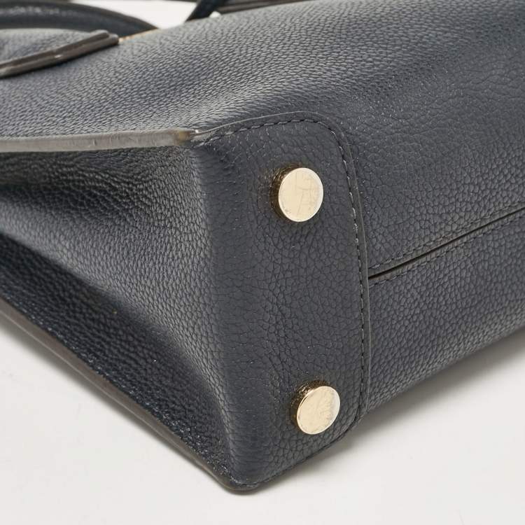 Pre Owned Michael Kors Navy Blue Leather Small Mercer Tote