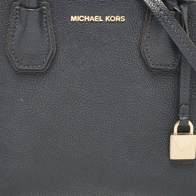 Pre Owned Michael Kors Navy Blue Leather Small Mercer Tote