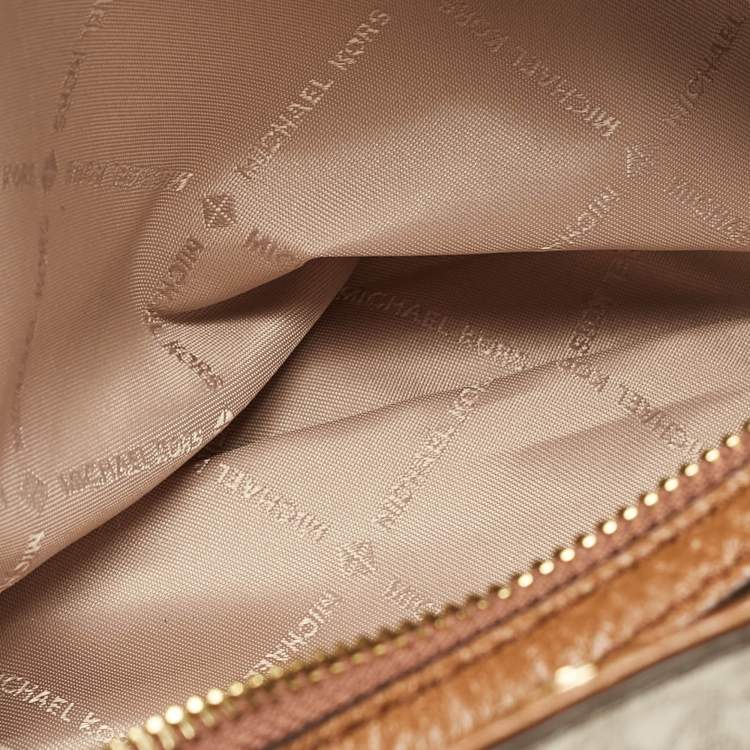 Pre Owned Michael Kors Grey Signature Coated Canvas Logo Chain Shoulder Bag