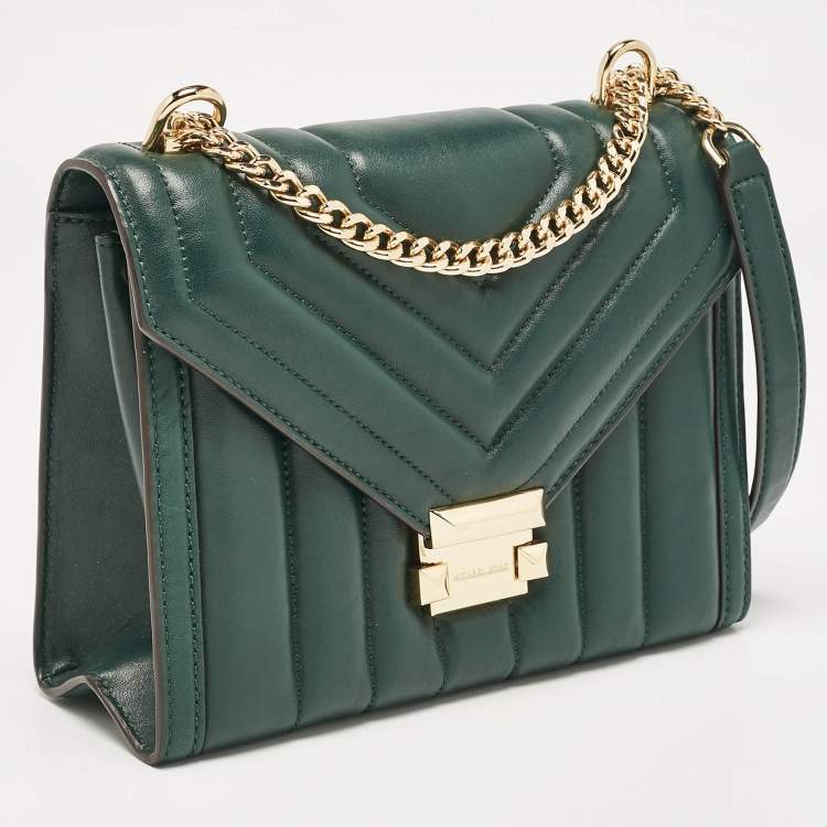 Pre Owned Michael Kors Green Quilted Leather Medium Whitney Shoulder Bag