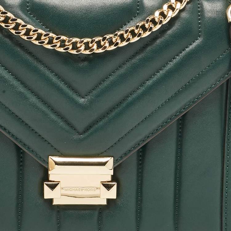 Pre Owned Michael Kors Green Quilted Leather Medium Whitney Shoulder Bag