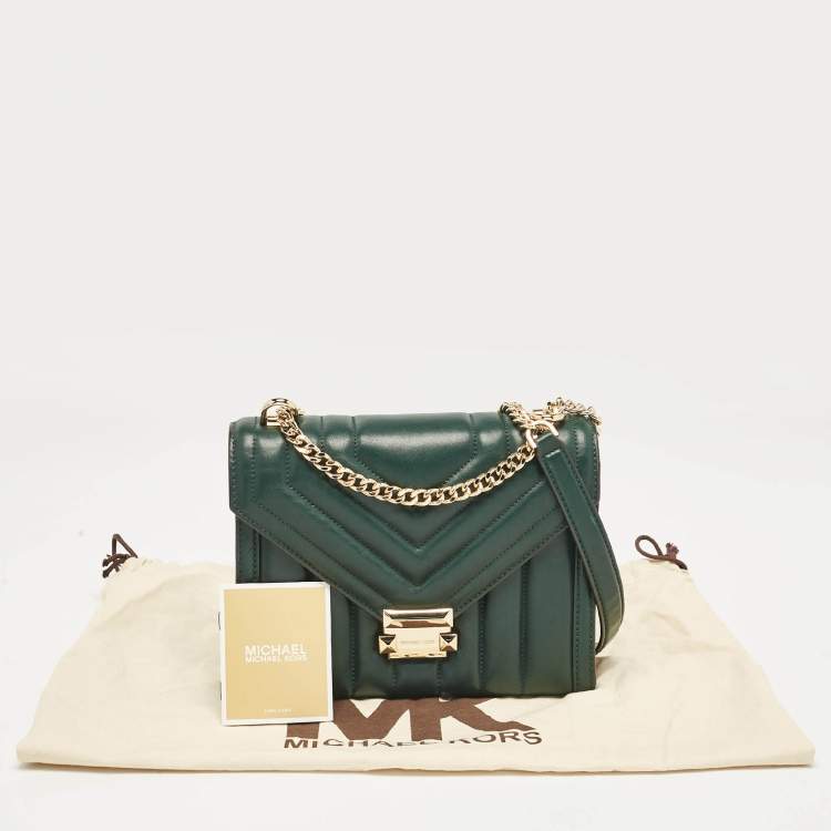 Pre Owned Michael Kors Green Quilted Leather Medium Whitney Shoulder Bag