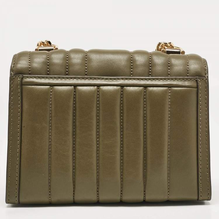 Pre Owned Michael Kors Olive Green Quilted Leather Small Whitney Shoulder Bag