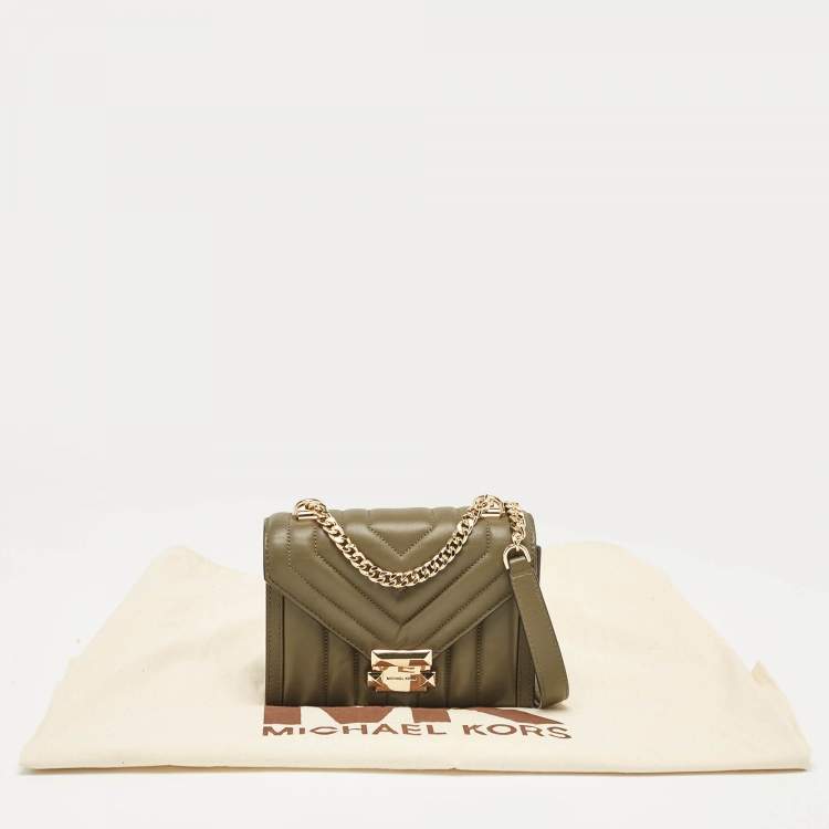 Pre Owned Michael Kors Olive Green Quilted Leather Small Whitney Shoulder Bag