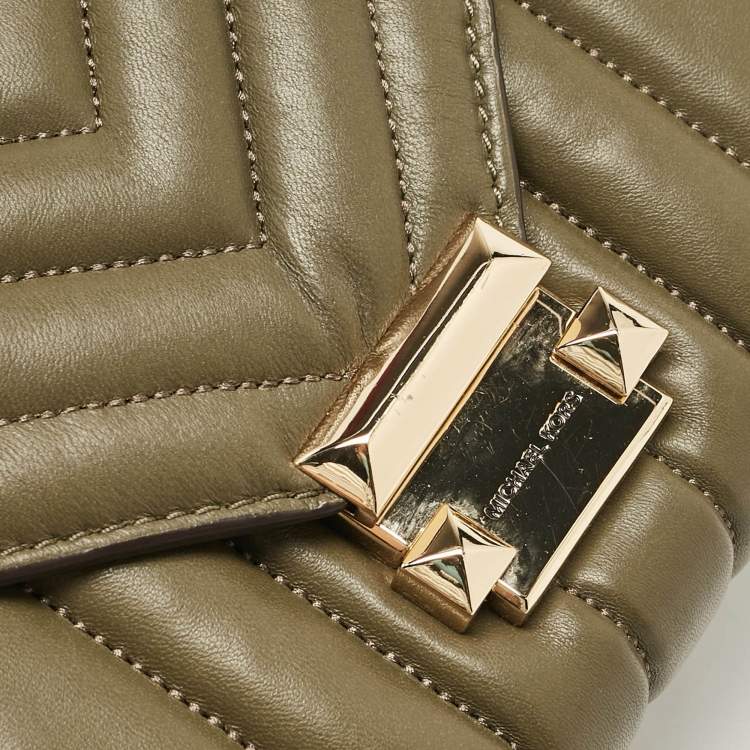 Pre Owned Michael Kors Olive Green Quilted Leather Small Whitney Shoulder Bag