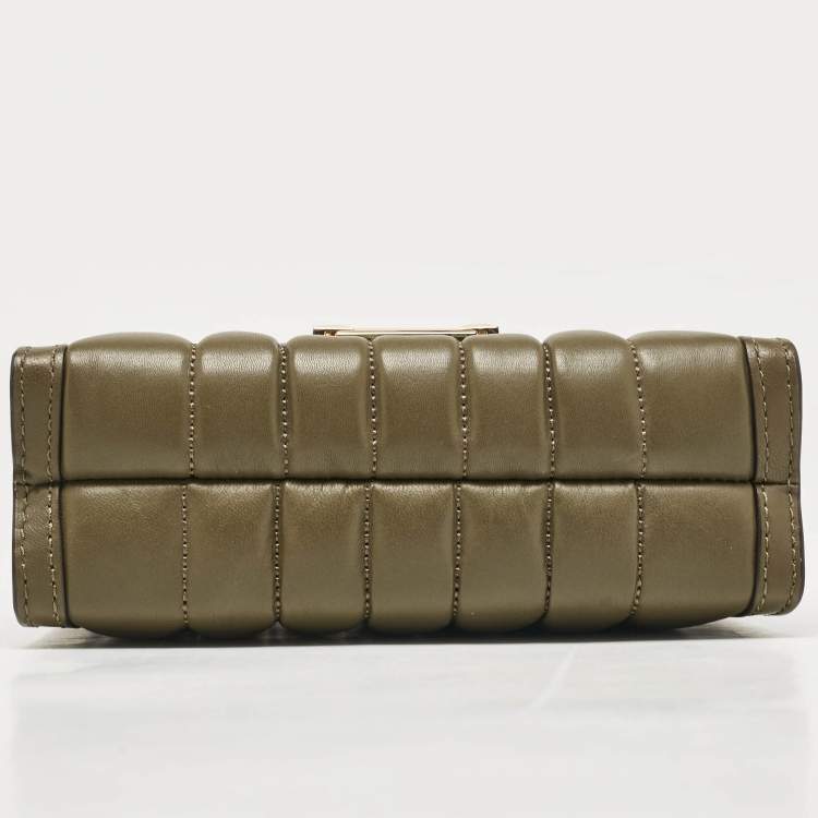 Pre Owned Michael Kors Olive Green Quilted Leather Small Whitney Shoulder Bag