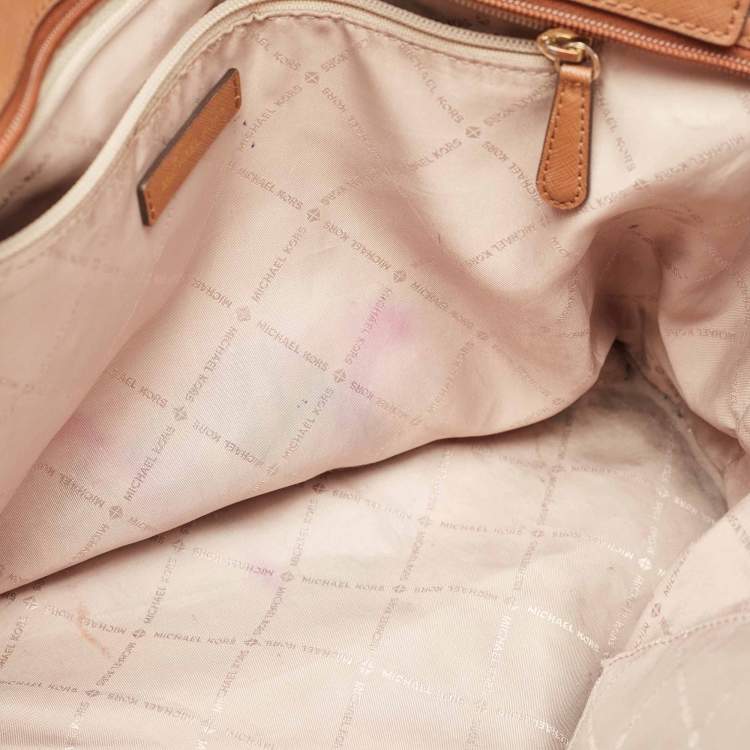 Pre Owned Michael Kors Brown Signature Coated Canvas Jet Set Travel Tote