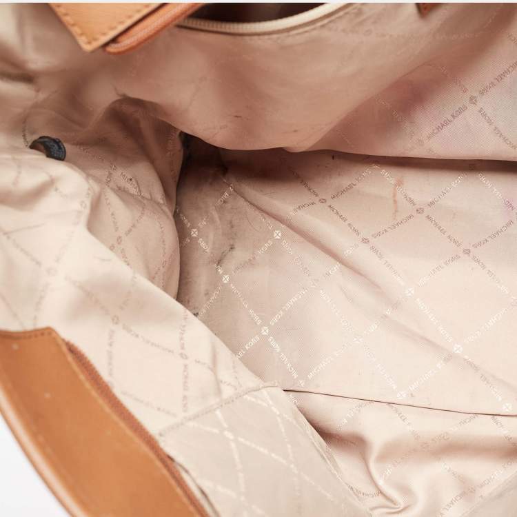 Pre Owned Michael Kors Brown Signature Coated Canvas Jet Set Travel Tote