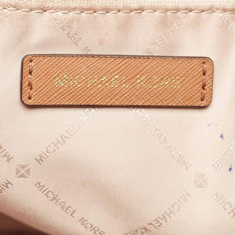 Pre Owned Michael Kors Brown Signature Coated Canvas Jet Set Travel Tote