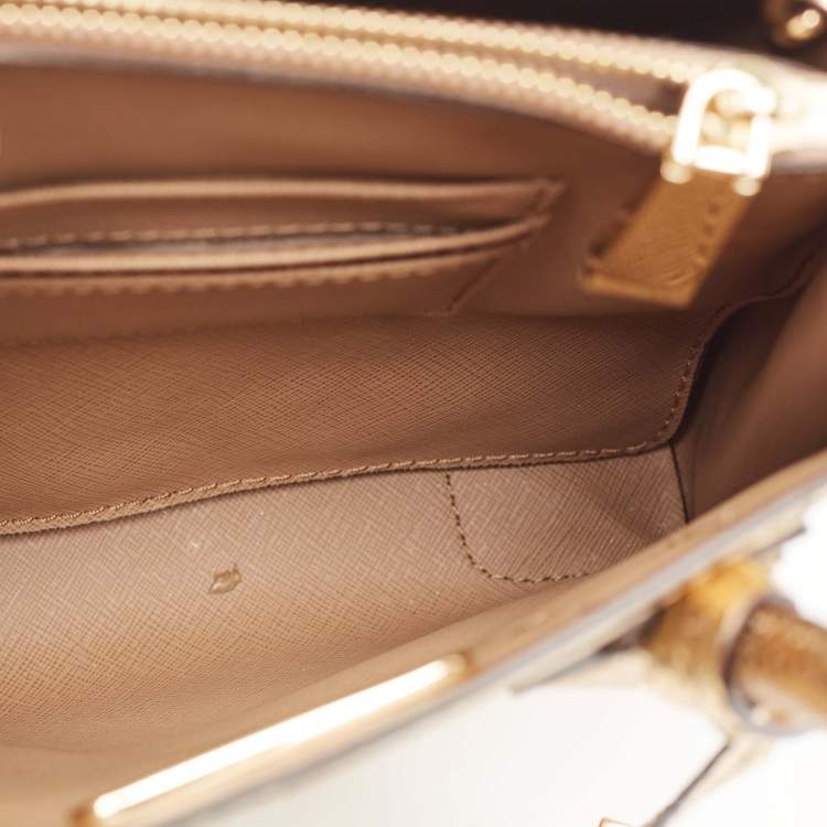 Pre Owned Michael Kors Gold Leather Patch Mercer Tote