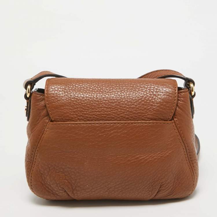 Pre Owned Michael Kors Brown Leather Jet Set Flap Crossbody Bag