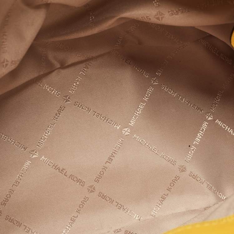 Pre Owned MICHAEL Michael Kors Yellow Saffiano Leather Extra-Small Jet Set Travel Tote