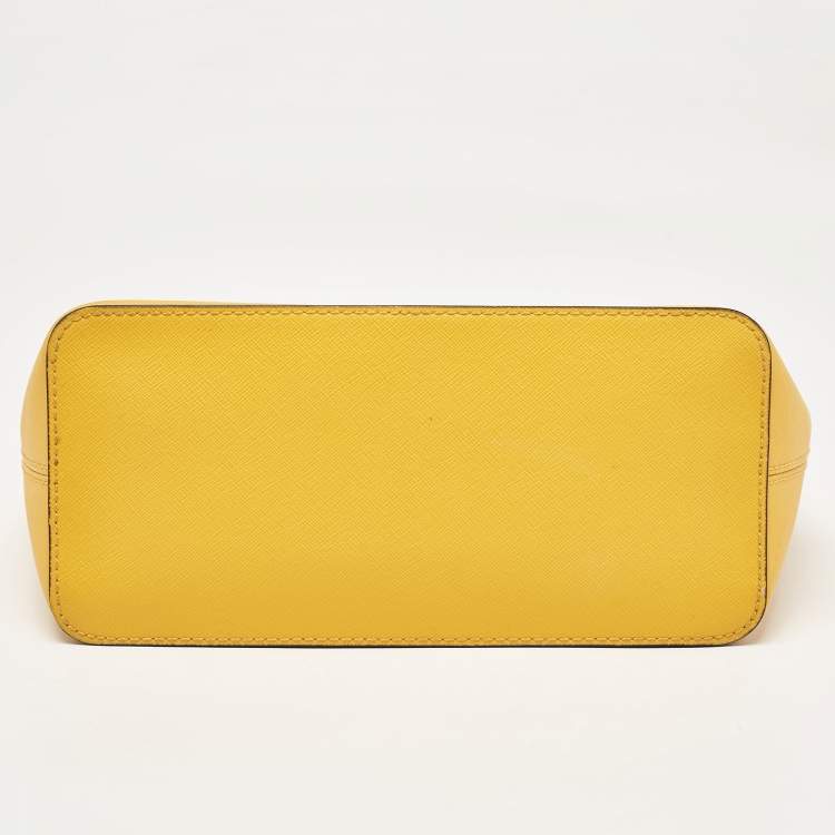 Pre Owned MICHAEL Michael Kors Yellow Saffiano Leather Extra-Small Jet Set Travel Tote