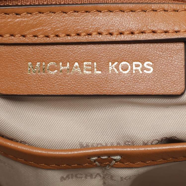 Pre Owned Michael Kors Dark Brown Signature Coated Canvas and Leather Fulton Hobo