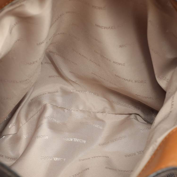 Pre Owned Michael Kors Dark Brown Signature Coated Canvas and Leather Fulton Hobo