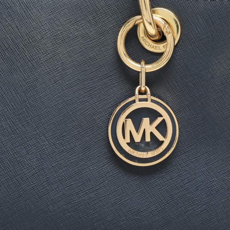 Pre Owned Michael Kors Blue Saffiano Leather Medium Cynthia Tote