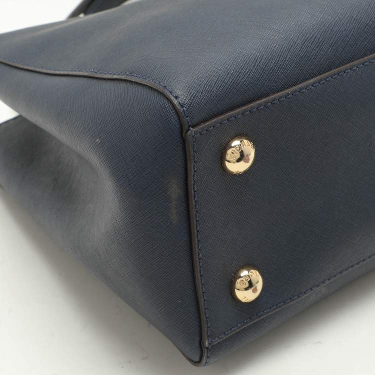 Pre Owned Michael Kors Blue Saffiano Leather Medium Cynthia Tote