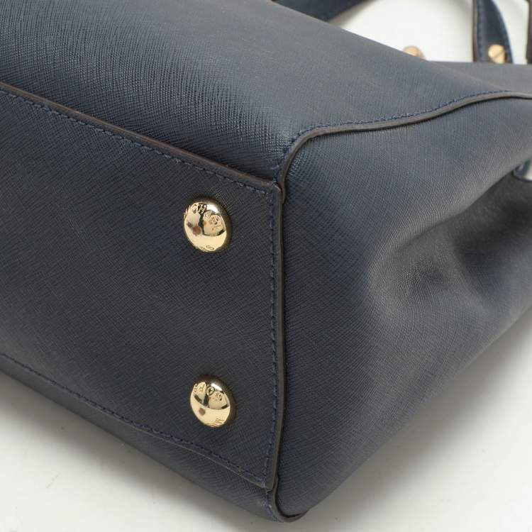 Pre Owned Michael Kors Blue Saffiano Leather Medium Cynthia Tote