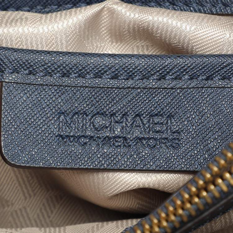 Pre Owned Michael Kors Blue Saffiano Leather Medium Cynthia Tote