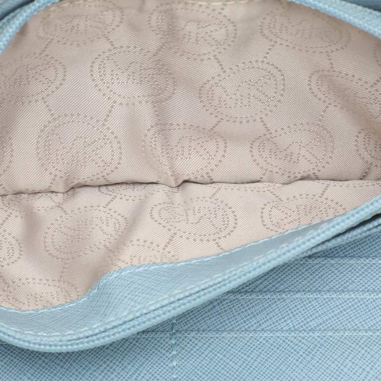 Pre Owned Michael Kors Blue Leather Zip Around Wallet