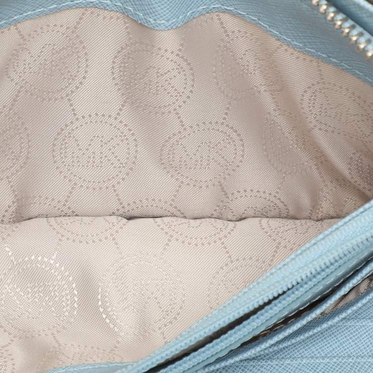 Pre Owned Michael Kors Blue Leather Zip Around Wallet