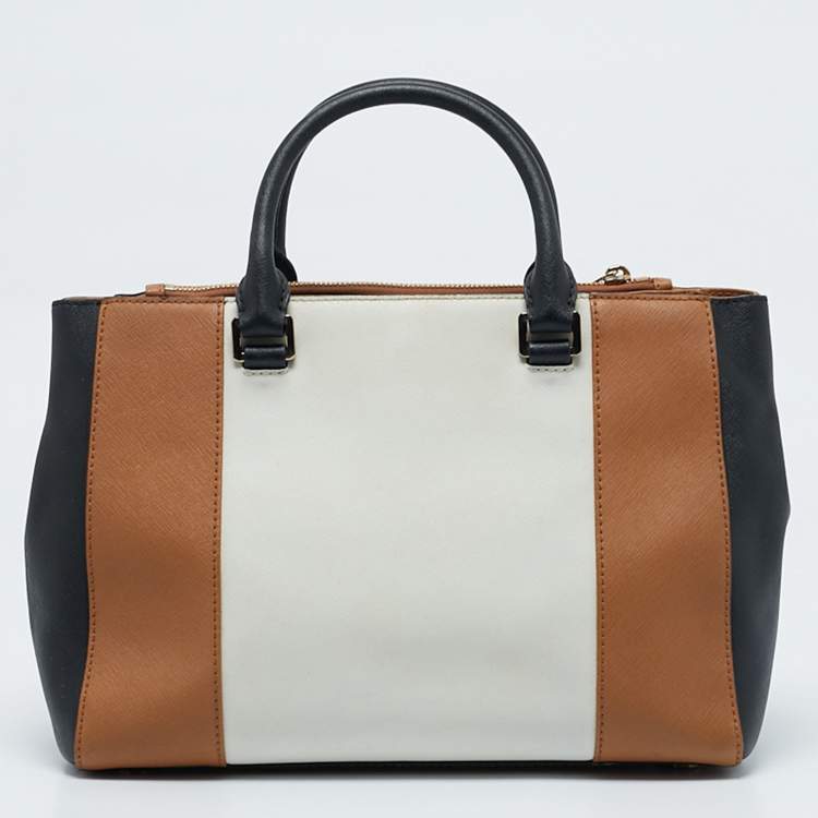 Pre Owned Michael Kors Tricolor Leather Double Zip Colorblock Tote