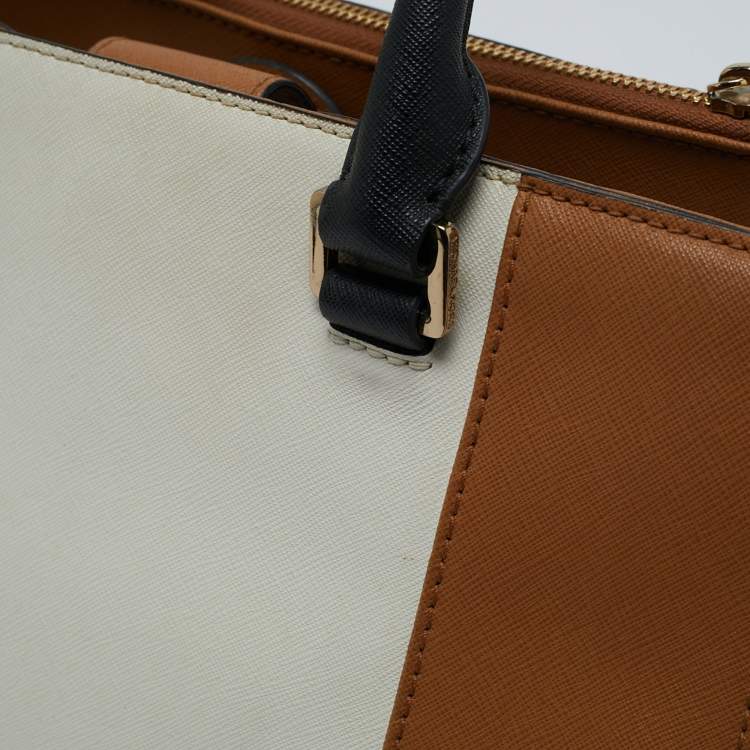 Pre Owned Michael Kors Tricolor Leather Double Zip Colorblock Tote