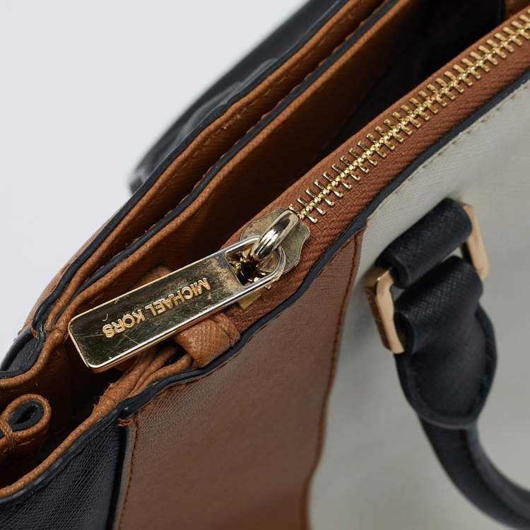 Pre Owned Michael Kors Tricolor Leather Double Zip Colorblock Tote
