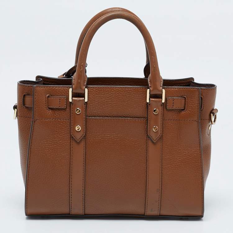 Pre Owned Michael Kors Brown Leather Small Nouveau Hamilton Tote