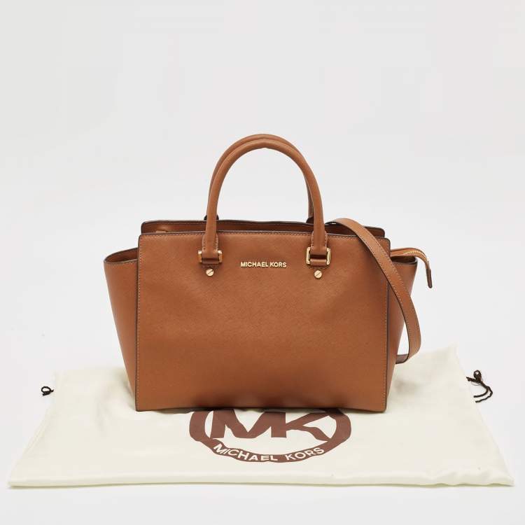 Pre Owned Michael Kors Brown Leather Large Selma Tote