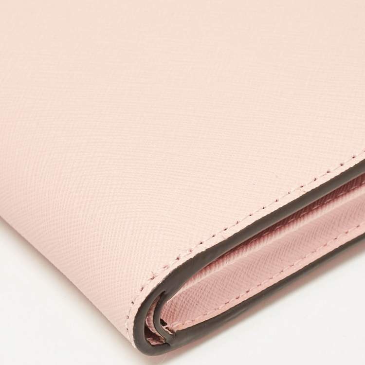 Pre Owned Michael Kors Pink Leather Jet Set Travel Zip Wristlet Wallet