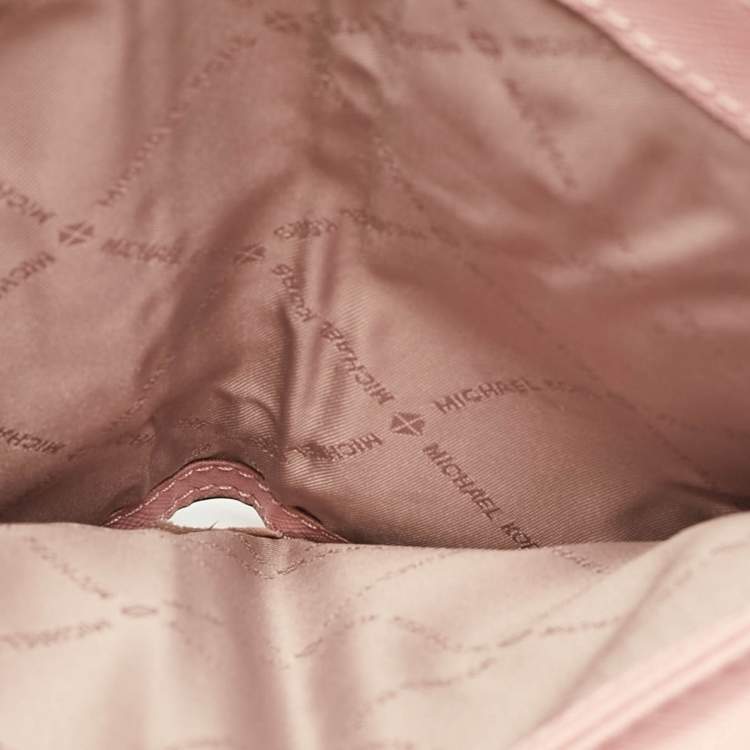 Pre Owned Michael Kors Pink Leather Jet Set Travel Zip Wristlet Wallet