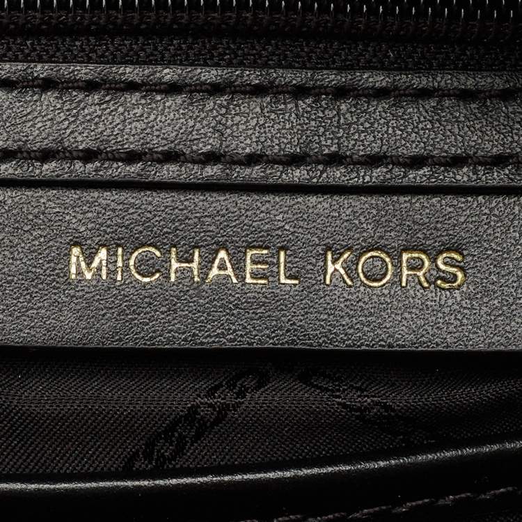 Pre Owned Michael Kors Green/Black Studded Satin Olivia Shoulder Bag