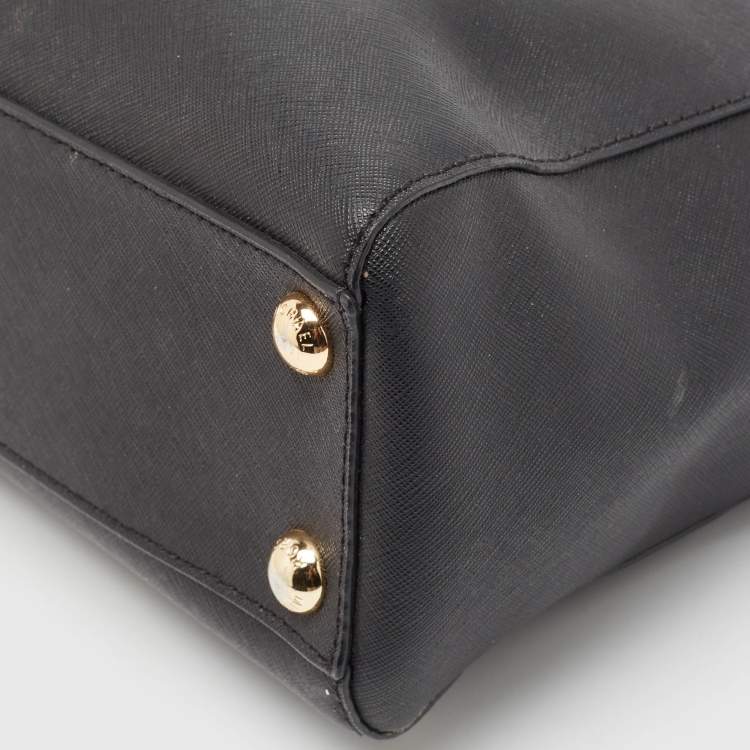 Pre Owned Michael Kors Black Leather Small Cynthia Tote