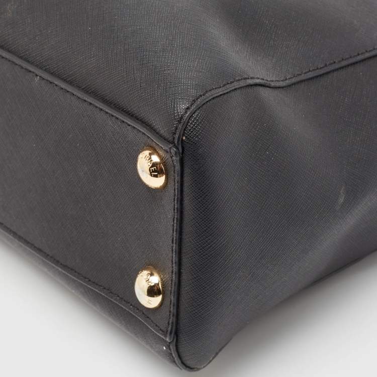 Pre Owned Michael Kors Black Leather Small Cynthia Tote